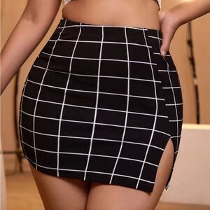 Black and White Checkered Mini Skirt
